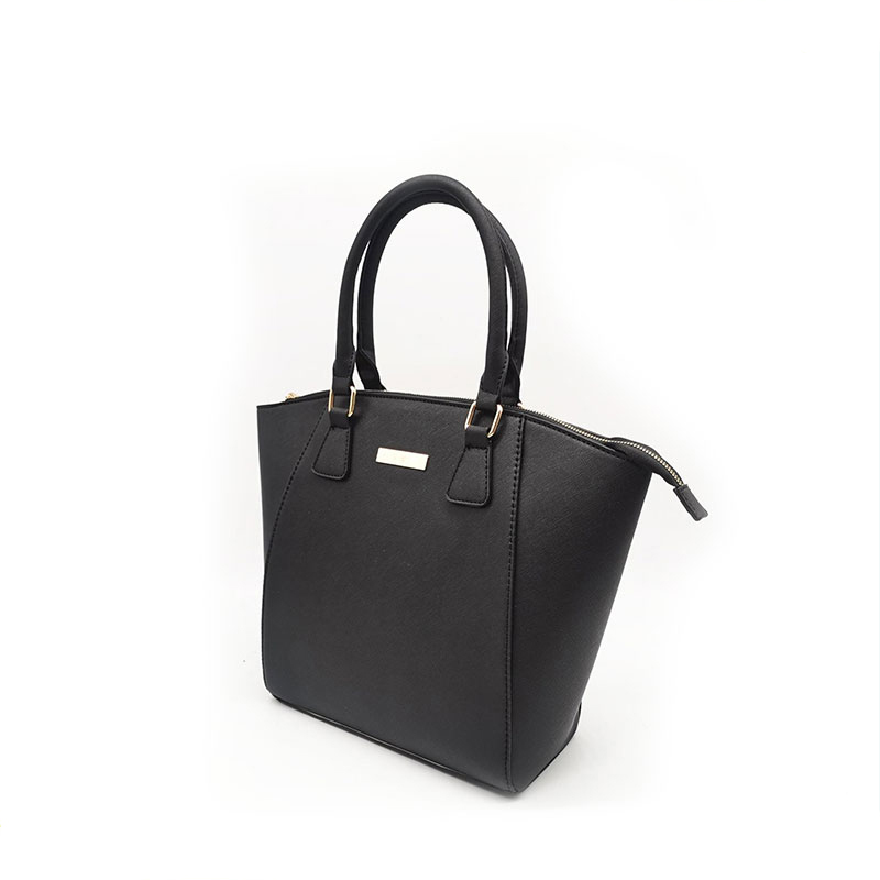 Bolso tote de Pu saffiano negro para mujer