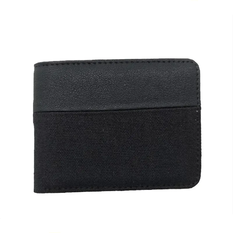 Cartera plegable de lona mixta de PU para hombre