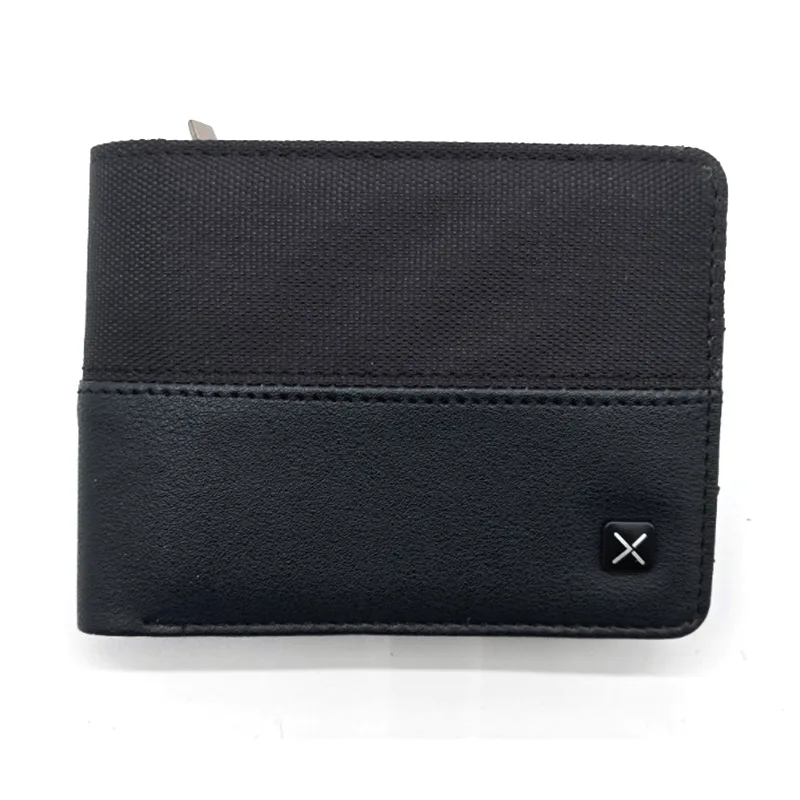 Diseño simple PU BiFold billeteras con bolsillo con cremallera y ranuras para tarjetas múltiples