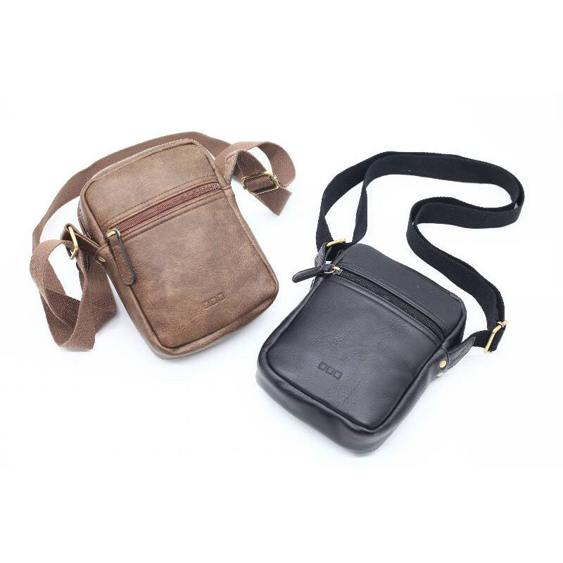 Bolso de hombro para hombre pequeño de cuero PU informal vintage