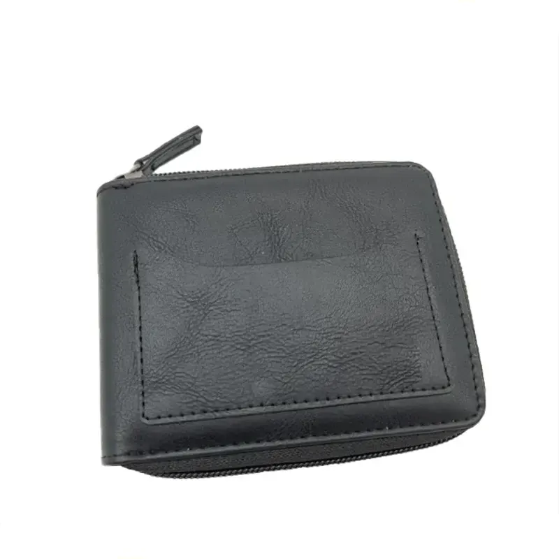 Cartera con cremallera y ranura para tarjetas frontal para hombre